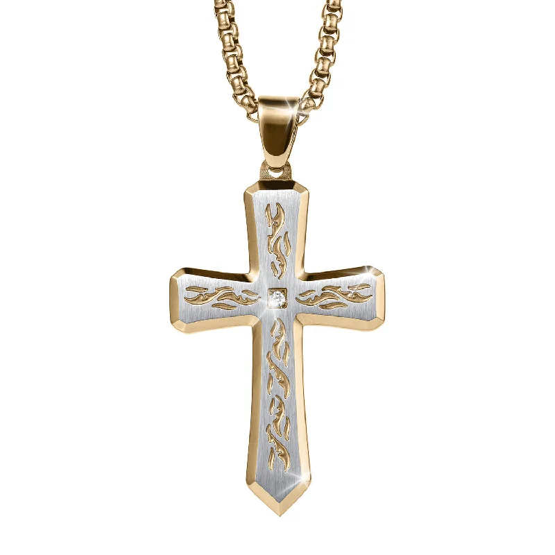 Infinity - Symbol Pendant Necklaces with Sapphire - Set LinksInscribed Men's Cross