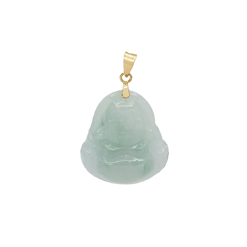 Jade - Carved Pendants in the Form of a Buddha StatueJade Laughing Buddha Pendant (14K)