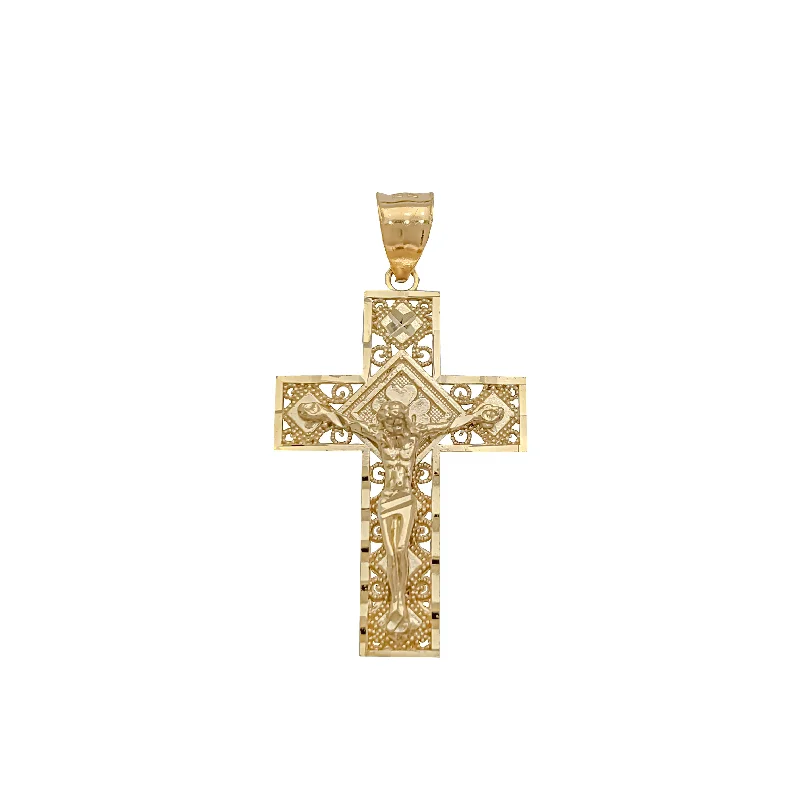 Coral - Trimmed Pendants with Seashell and Pearl AccentsJesus Fancy Diamond Cut Cross Pendant (14K)