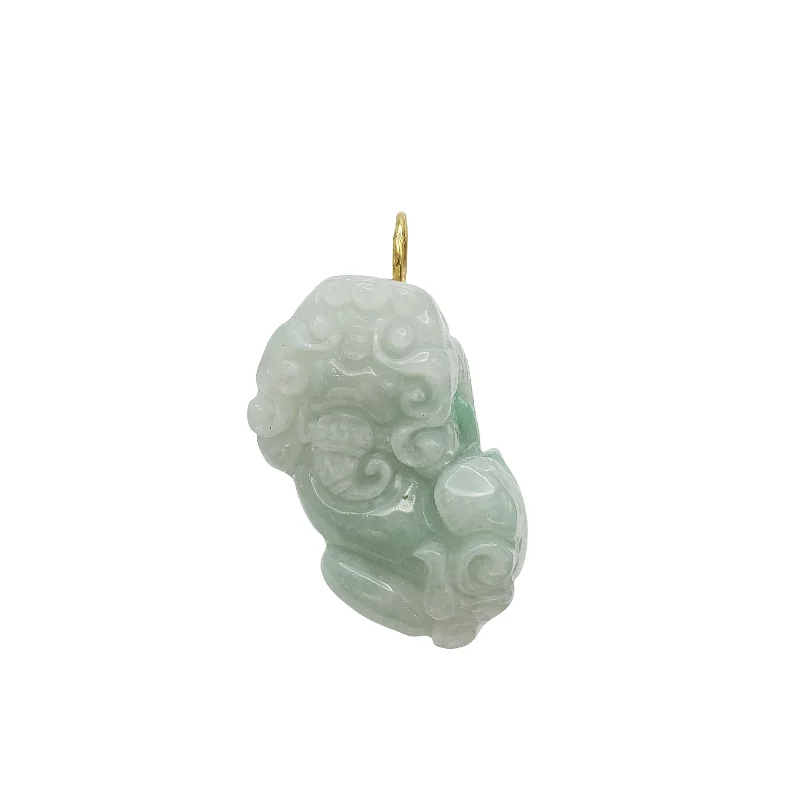 Leather - Wrapped Pendants with Brass Stud Embellishments【麒麟】Kirin Jade Pendant (14K)