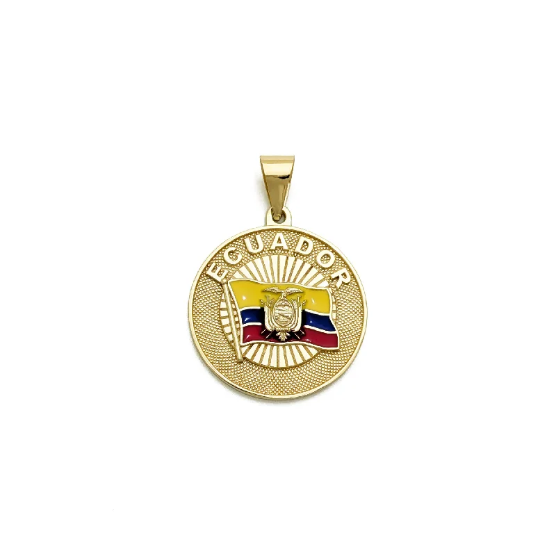 Coral - Trimmed Pendants with Seashell and Pearl Accents"La Tricolor" Ecuador Flag Medallion Pendant (14K)