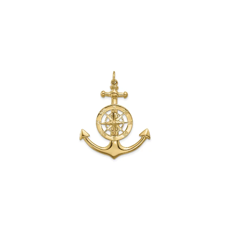 Crystal - Encrusted Pendants in the Shape of a CrownLarge Anchor with Nautical Compass Pendant (14K)