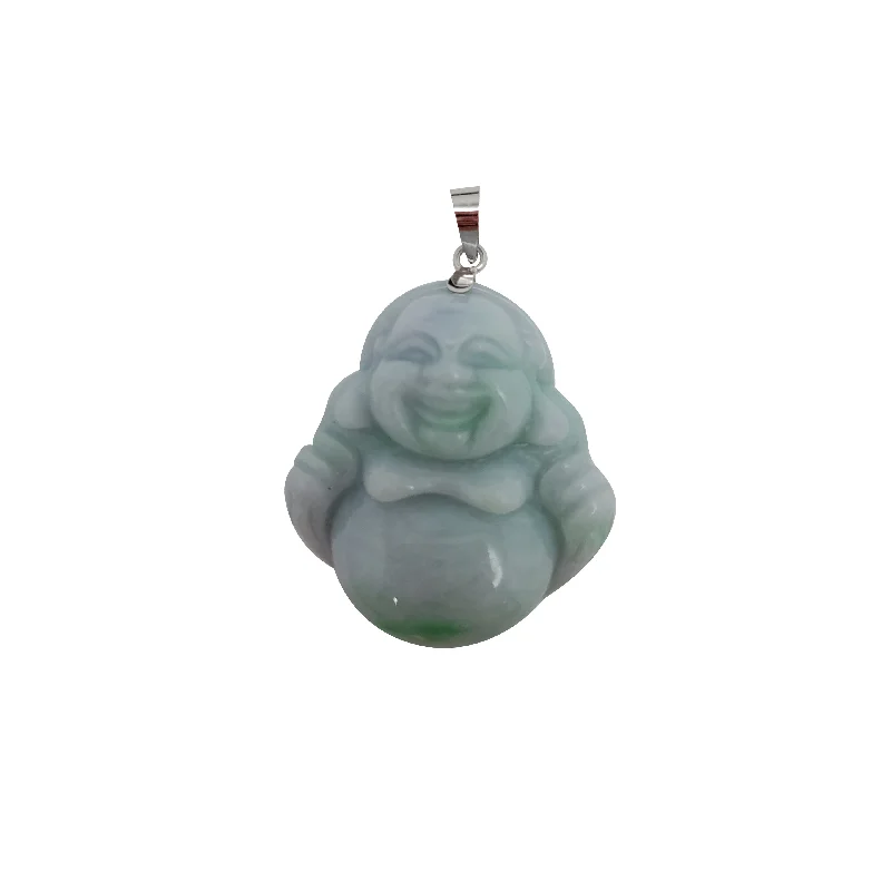 Leather - Wrapped Pendants with Brass Stud EmbellishmentsLaughing Buddha Pendant (14K)