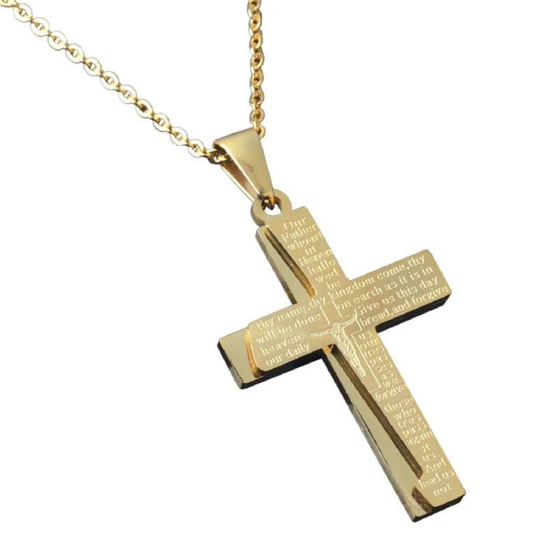 Star - Shaped Pendant Necklaces in Sterling Silver with Enamel AccentsLords Prayer Contemporary Gold Cross