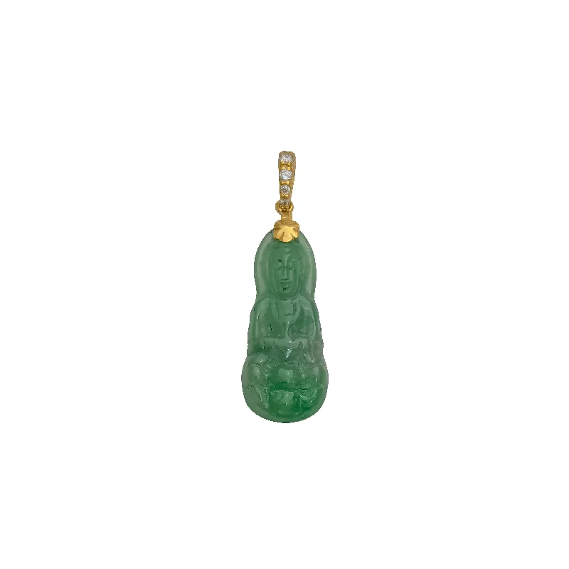 Resin Pendants with Encapsulated Butterfly WingsMarbling Green Guanyin Jade Pendant (14K)