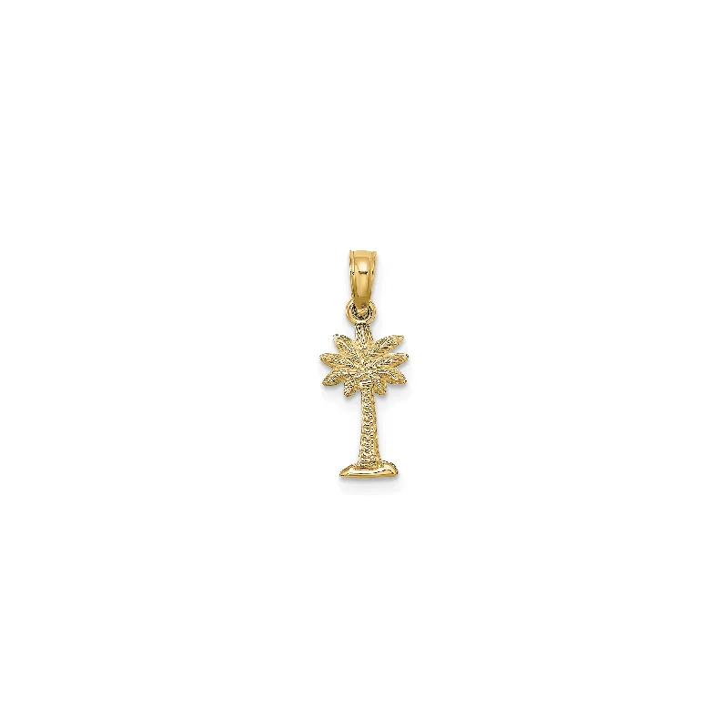 Hand - Carved Wooden Pendants with Folk - Art MotifsMini Palmetto Tree Textured Pendant (14K)