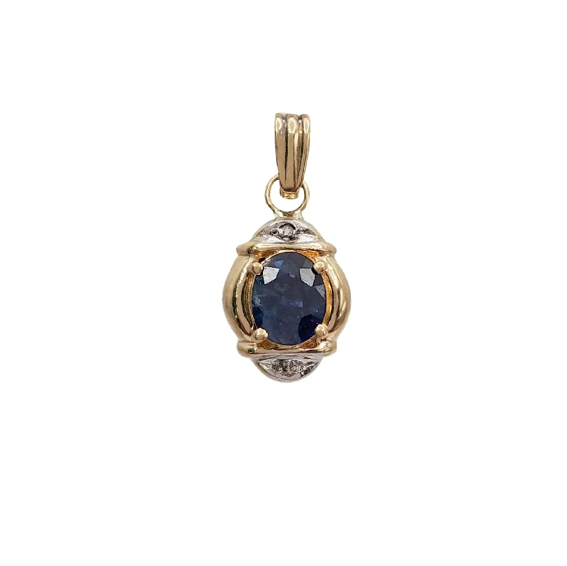 Amber Pendants with Fossilized Insect InclusionsOval Shape Blue Sapphire Pendant (14K)