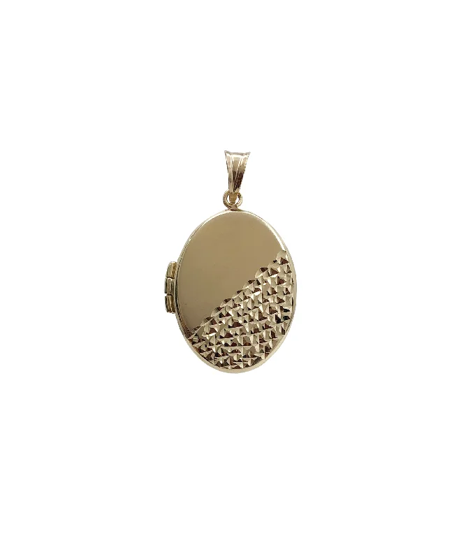 Bone - Carved Pendants with Tribal - Inspired SymbolsOval Shape Diamond-Cut Locket (14K)