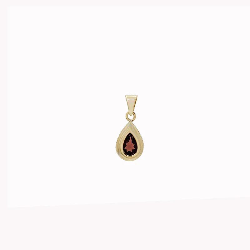 Gold - Plated Pendants with Enameled Floral BouquetsPear Shape Red Garnet Pendant (14K)