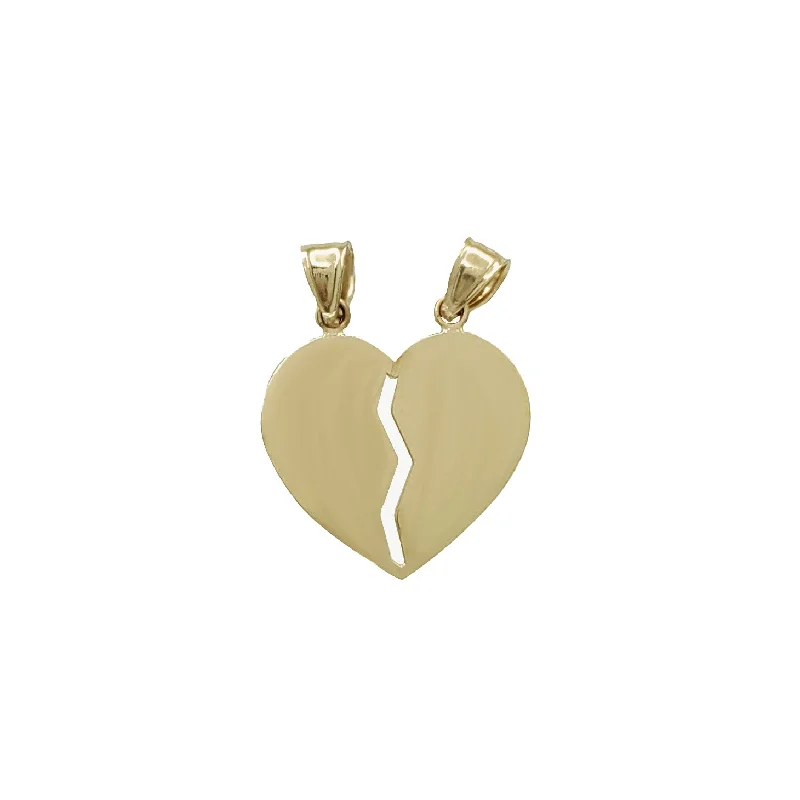 Recycled Metal Pendants with Upcycled Jewelry ComponentsPlain Broken Half Heart Pendant (14K)