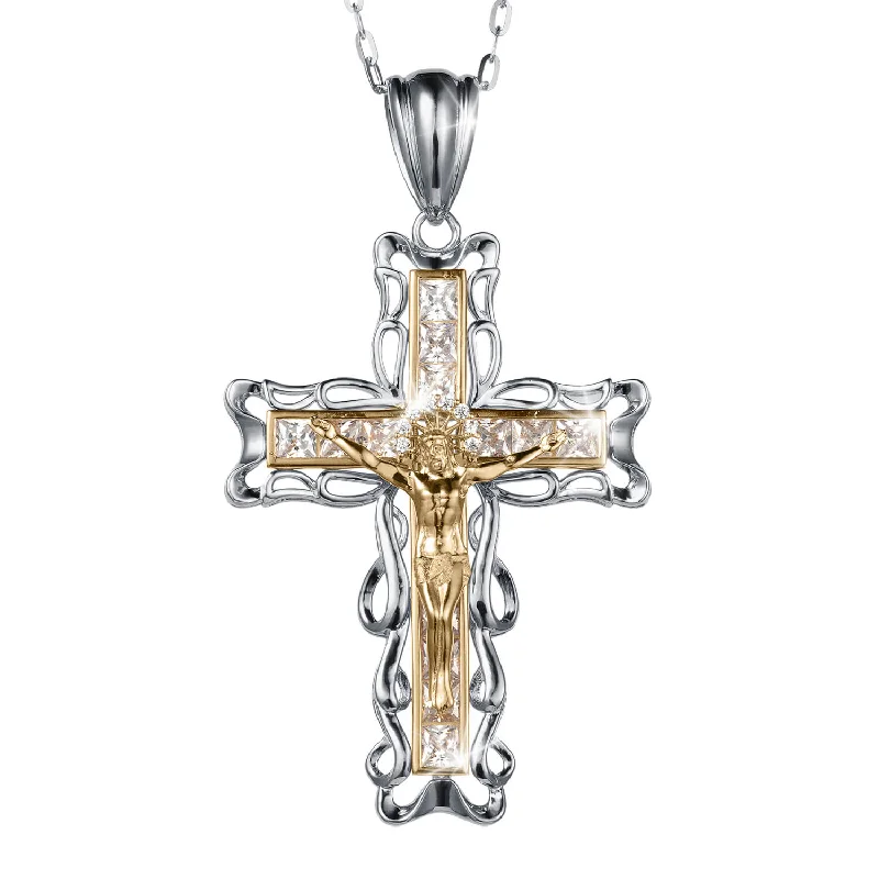 Horseshoe - Pendant Necklaces with Lucky Four - Leaf Clover CharmsResolute Crucifix Pendant