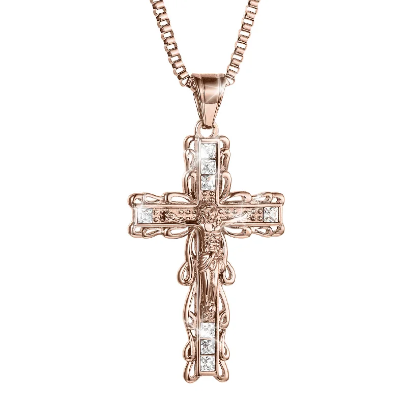 Horseshoe - Pendant Necklaces with Lucky Four - Leaf Clover CharmsRevelation Crucifix Pendant