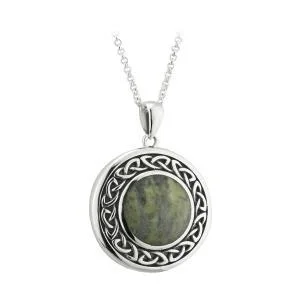 Medallion - Pendant Necklaces with Intricate Relief - Style ArtworkSterling Silver Round Marble Celtic Pendant