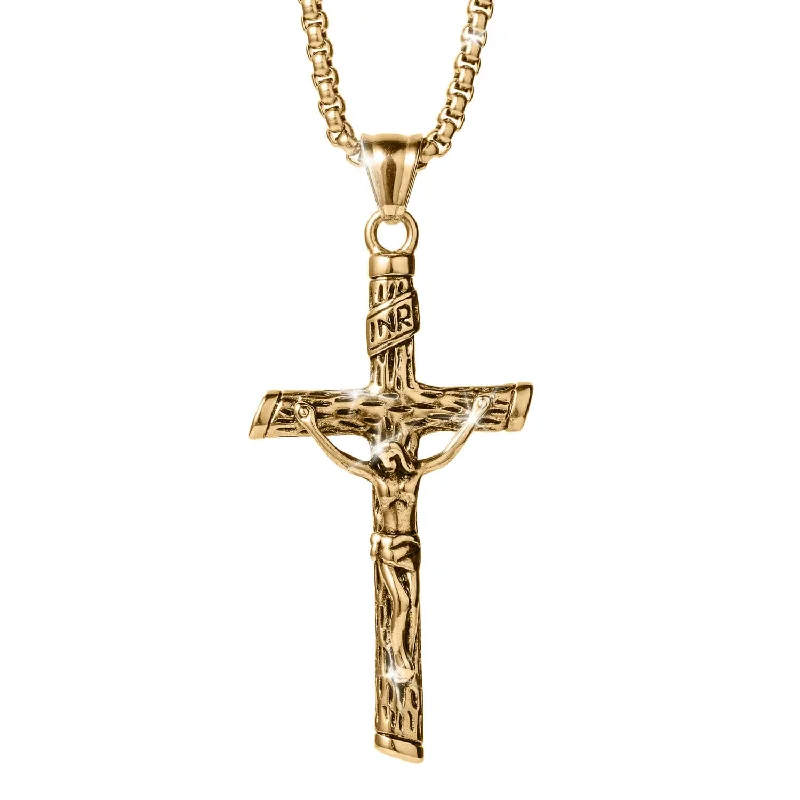 Feather - Pendant Necklaces with Real - Feather and Bead AccentsSacred Crucifix Pendant