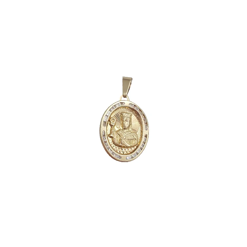 Leather - Wrapped Pendants with Brass Stud EmbellishmentsSanta Barbara Oval Pendant (14K)