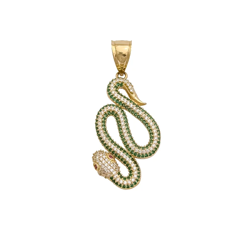 Bone - Carved Pendants with Tribal - Inspired SymbolsSnake CZ Pendant (14K)