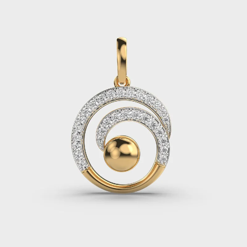 Horseshoe - Pendant Necklaces with Lucky Four - Leaf Clover CharmsSpiral Charisma Diamond Gold Pendant (Without Chain)