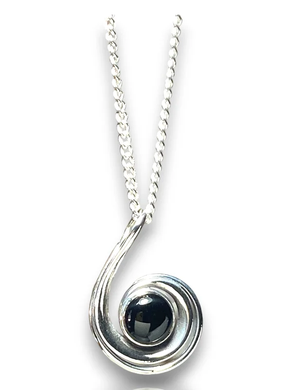 Crescent - Moon Pendant Necklaces with Pearl - Embellished CurvesSpiral Swirk