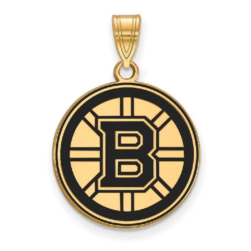 Stainless Steel Pendants with Laser - Etched Motivational QuotesSS 14k Yellow Gold Plated NHL Boston Bruins LG Enamel Disc Pendant