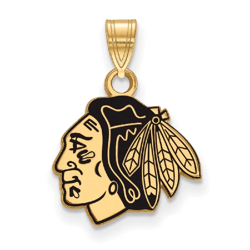 Hand - Carved Wooden Pendants with Folk - Art MotifsSS 14k Yellow Gold Plated NHL Chicago Blackhawks SM Enamel Pendant