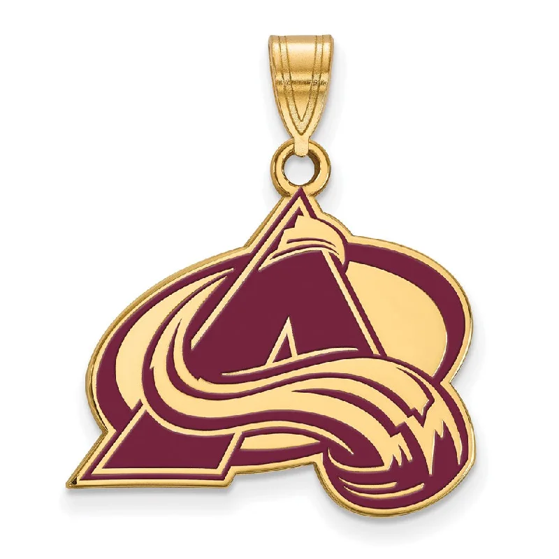 Recycled Metal Pendants with Upcycled Jewelry ComponentsSS 14k Yellow Gold Plated NHL Colorado Avalanche LG Enamel Pendant