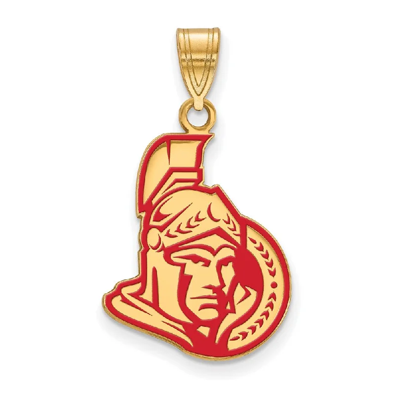 Crystal - Encrusted Pendants in the Shape of a CrownSS 14k Yellow Gold Plated NHL Ottawa Senators LG Enamel Pendant