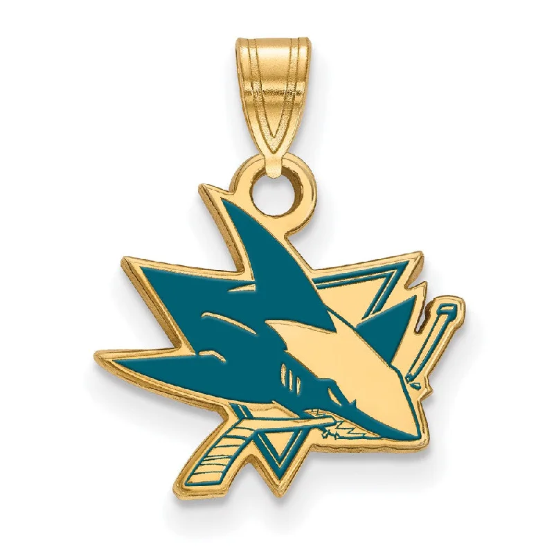 Ceramic Pendants with Hand - Painted Mandala DesignsSS 14k Yellow Gold Plated NHL San Jose Sharks SM Enamel Pendant