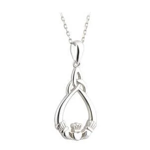 Infinity - Symbol Pendant Necklaces with Sapphire - Set LinksSterling Silver Claddagh and Trinity Knot Pendant