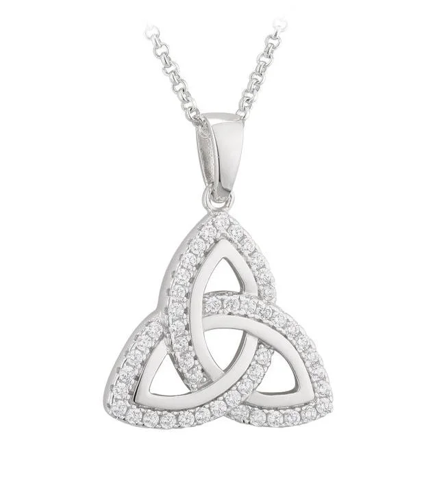 Key - Pendant Necklaces with Antique - Style EngravingsCUBIC ZIRCONIA TRINITY KNOT PENDANT