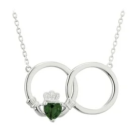 Dreamcatcher - Pendant Necklaces with Hand - Woven Web PatternsSterling Silver Green Crystal Claddagh Necklet