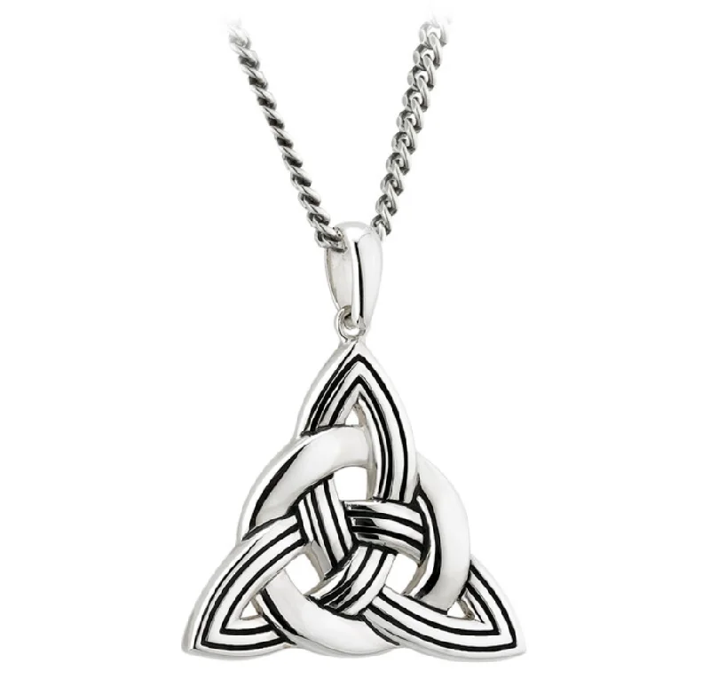 Cross - Pendant Necklaces with Intricate Celtic Knotwork CarvingsSterling Large Trinity Knot Pendant