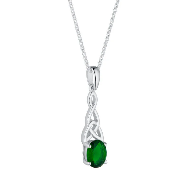 Owl - Shaped Pendant Necklaces with Crystal - Studded EyesSTERLING SILVER GREEN CZ TRINITY KNOT NECKLACE