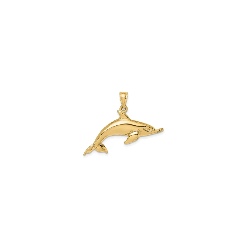 Coral - Trimmed Pendants with Seashell and Pearl AccentsSwimming Dolphin Pendant (14K)