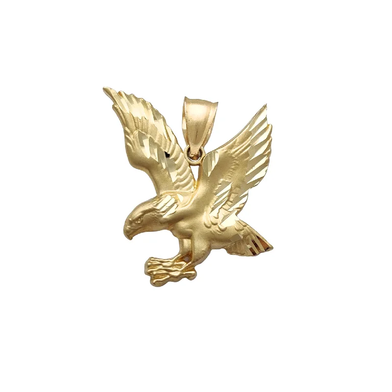 Leather - Wrapped Pendants with Brass Stud EmbellishmentsTextured Flying Eagle Matte Finish Pendant (14K)