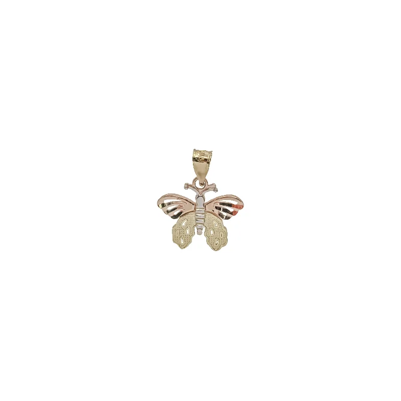 Copper Pendants with Hammered and Patinated FinishesTricolor Butterfly Pendant (14K)