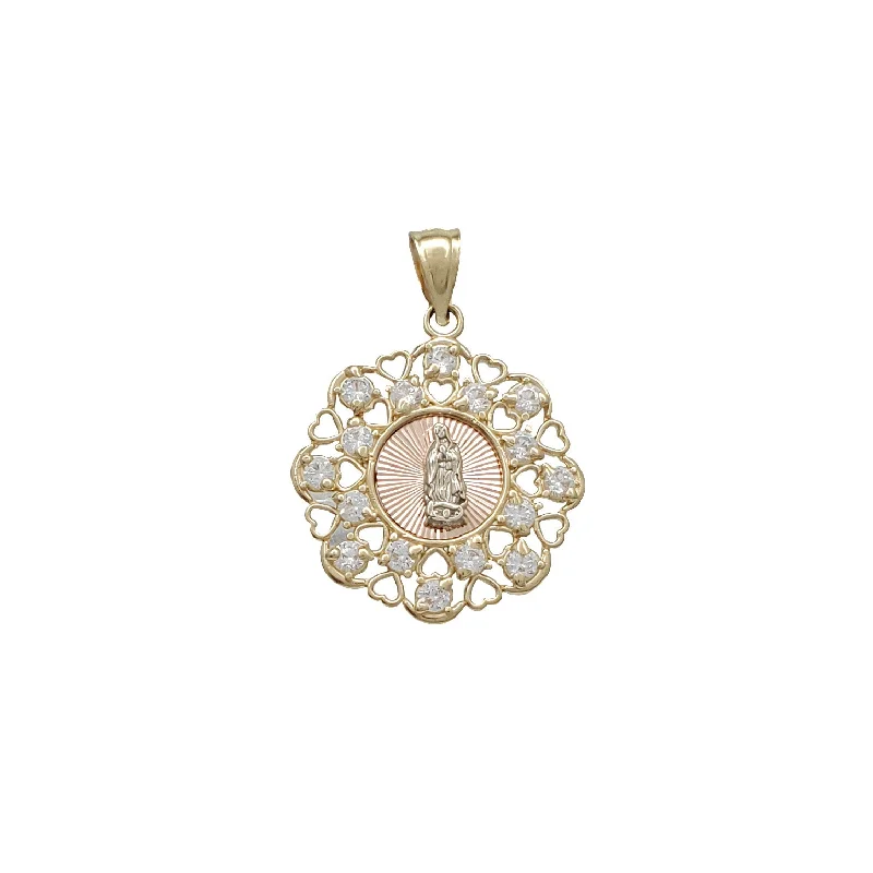 Crystal - Encrusted Pendants in the Shape of a CrownTricolor Guadalupe Pendant (14K)