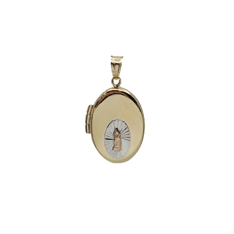 Stainless Steel Pendants with Laser - Etched Motivational QuotesTricolor Virgin Mary Locked Pendant (14K)