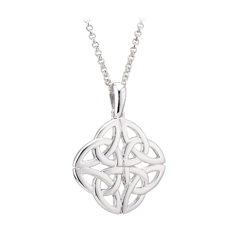 Key - Pendant Necklaces with Antique - Style EngravingsSILVER FOUR TRINITY KNOT PENDANT