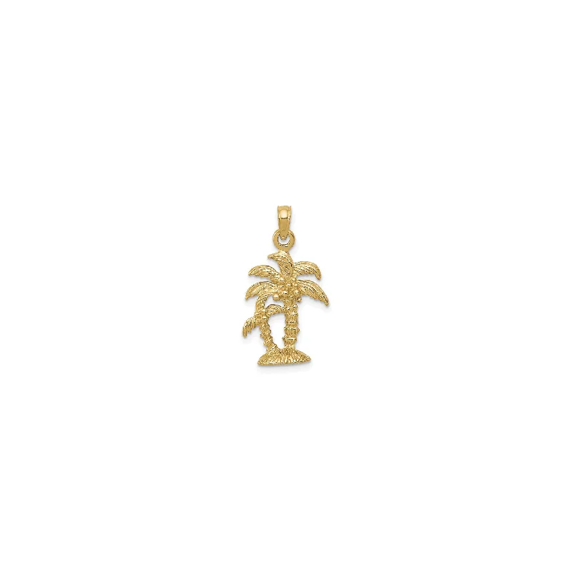 Crystal - Encrusted Pendants in the Shape of a CrownTwo Coconut Trees Pendant (14K)