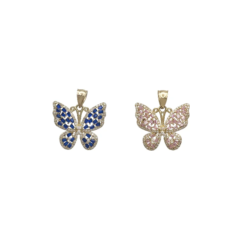 Coral - Trimmed Pendants with Seashell and Pearl AccentsZirconia Butterfly Pendant (14K)