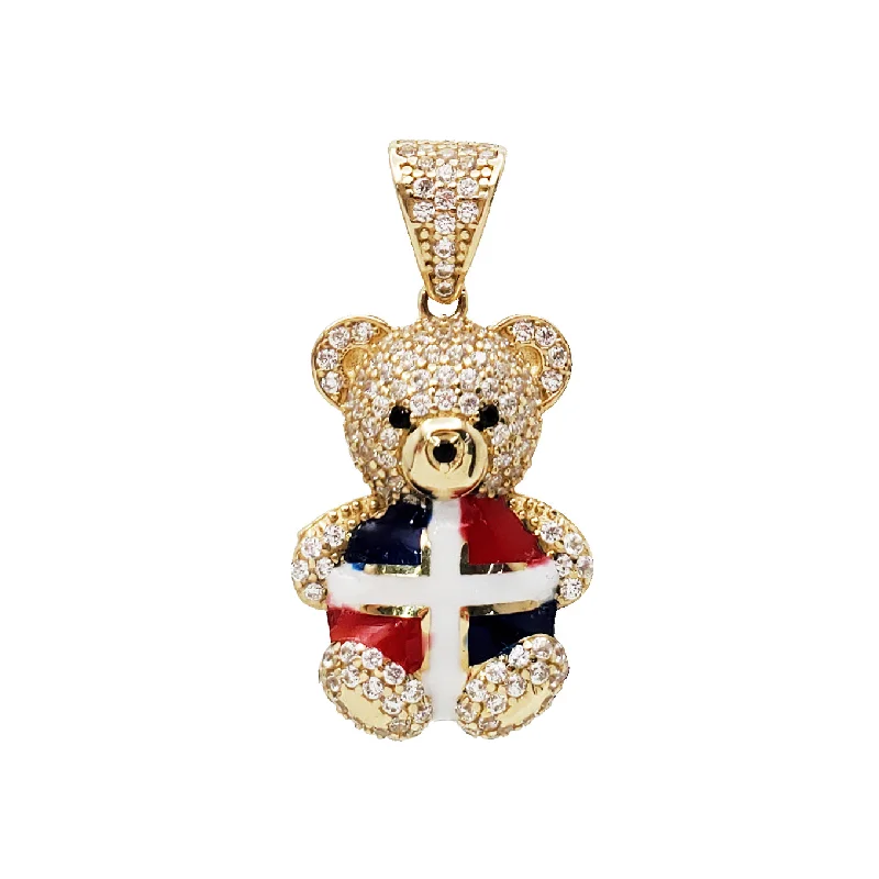 Crystal - Encrusted Pendants in the Shape of a CrownZirconia “Dominican” Teddy Bear (14K)