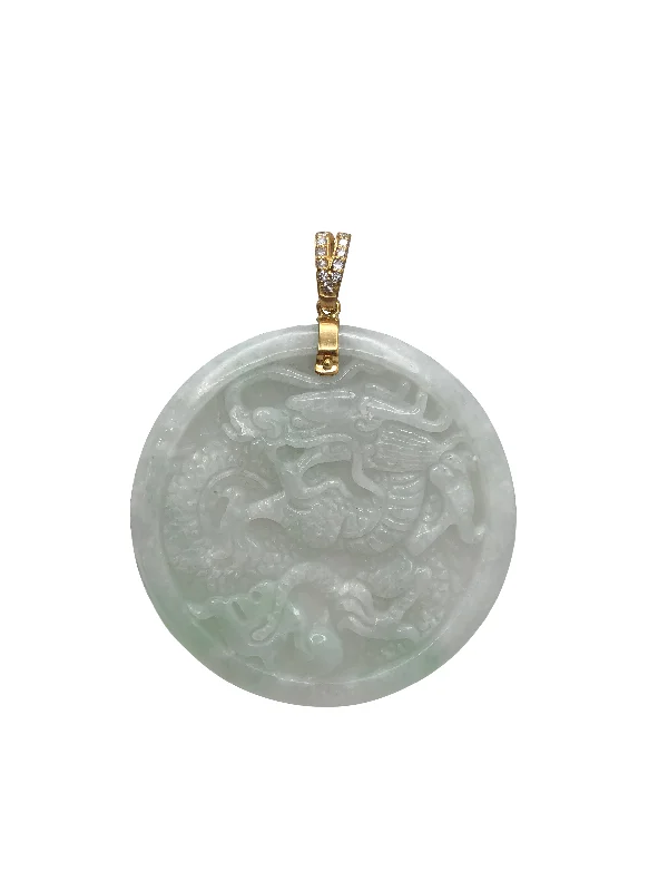 Bone - Carved Pendants with Tribal - Inspired SymbolsZirconia Dragon Medallion Jade Pendant (14K)