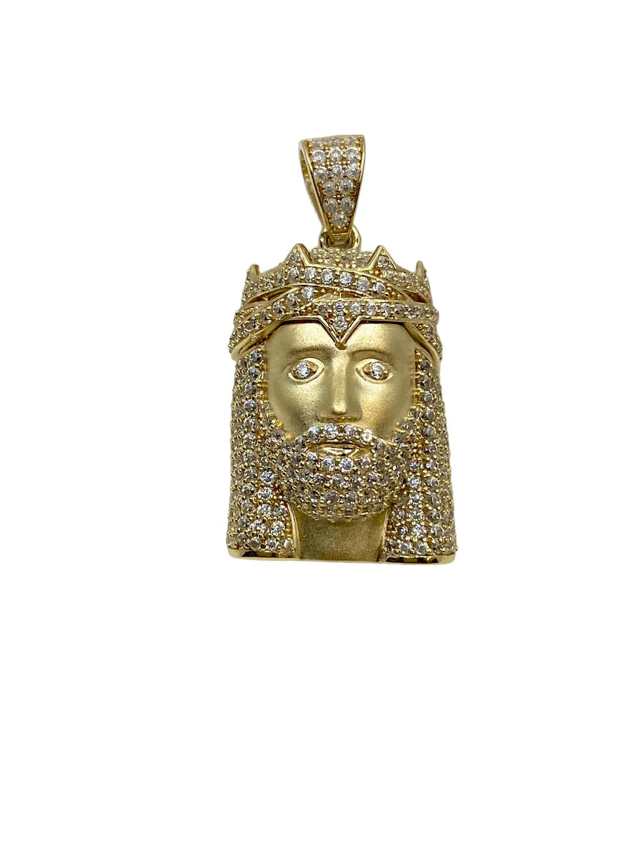 Hand - Carved Wooden Pendants with Folk - Art MotifsZirconia Iced-out Jesus Head Pendant (14K)