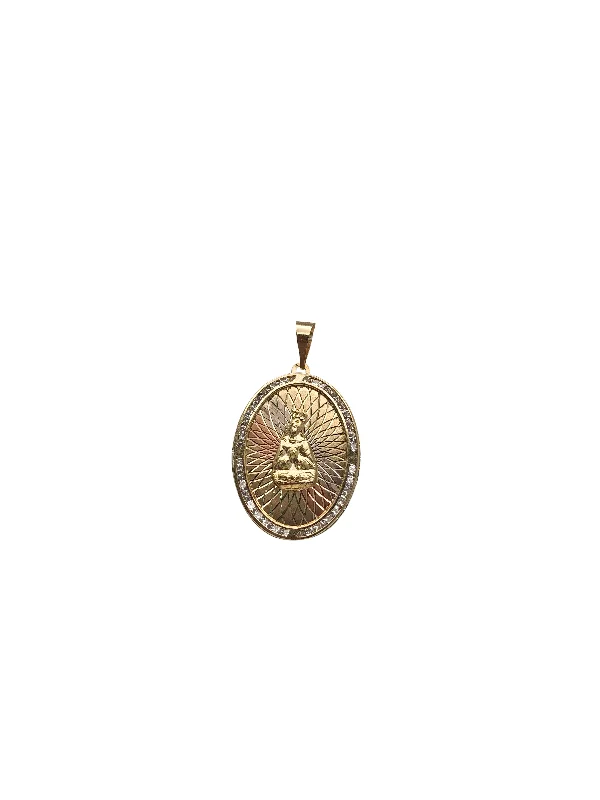 Jade - Carved Pendants in the Form of a Buddha StatueZirconia Oval Medallion Lady of Charity Pendant (14K)