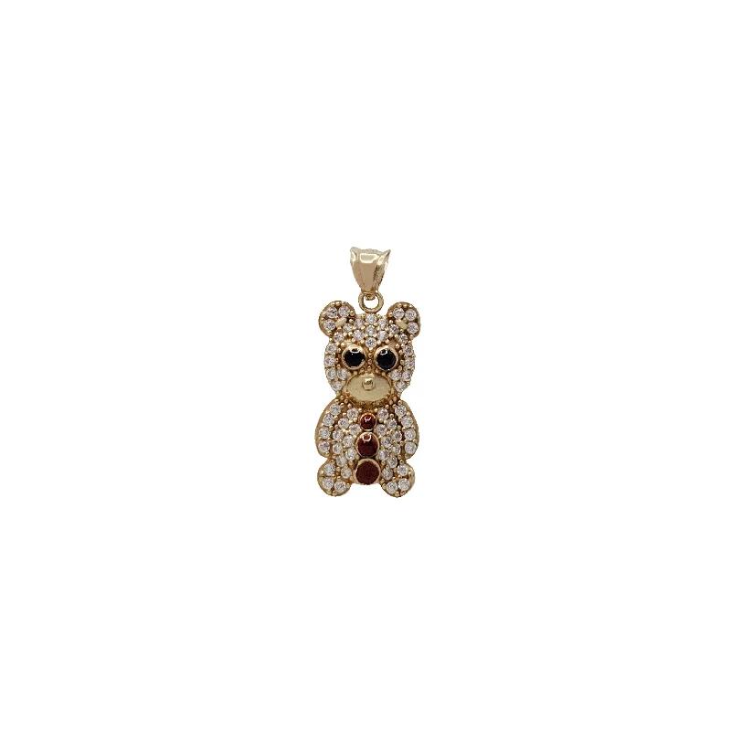 Copper Pendants with Hammered and Patinated FinishesZirconia With Stones Teddy Bear Pendant (14K)