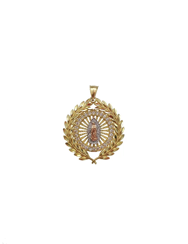 Resin Pendants with Encapsulated Butterfly WingsDiamond-Cut Zirconia Tri-Color Virgin Mary Spiking (14K)